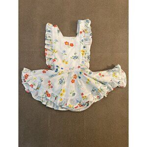 Numi Blue Floral Pinafore 2T EUC